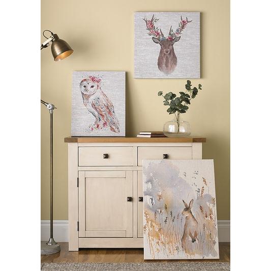 Keret nélküli kép - vászonnyomtatás - 105388, Watercolour Floral Owl, Graham & Brown