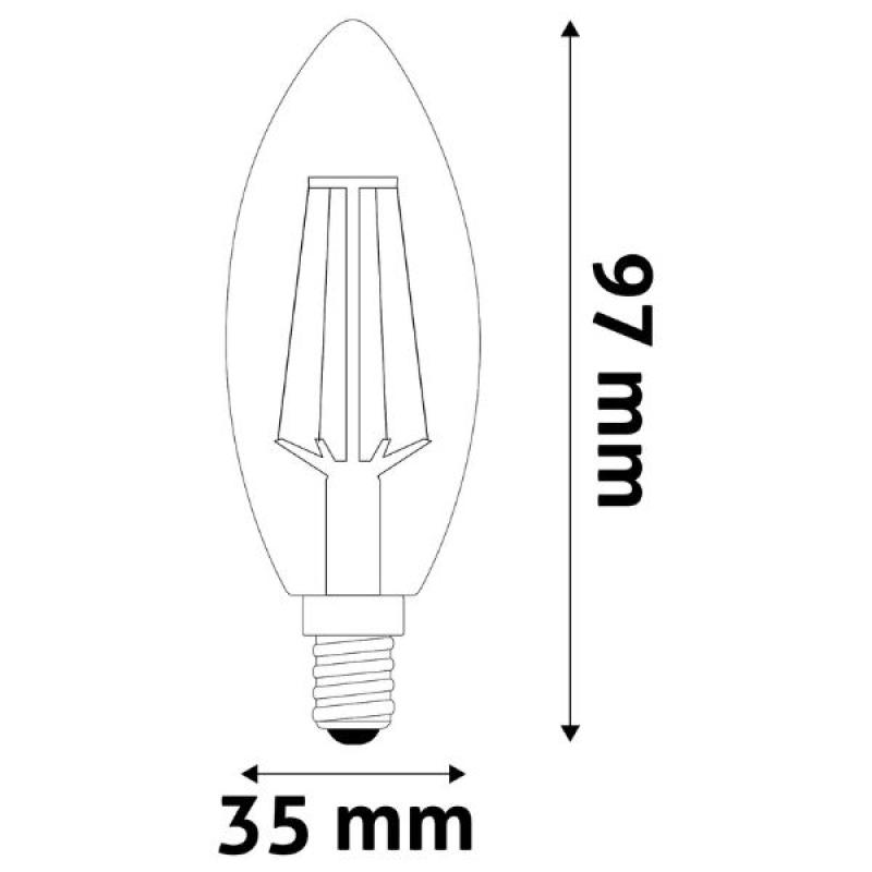LED izzó - gyertya - AVIDE FILAMENT  E14 / 4,5W (EKV. 40W) 470LM / 2700K - Meleg fehér